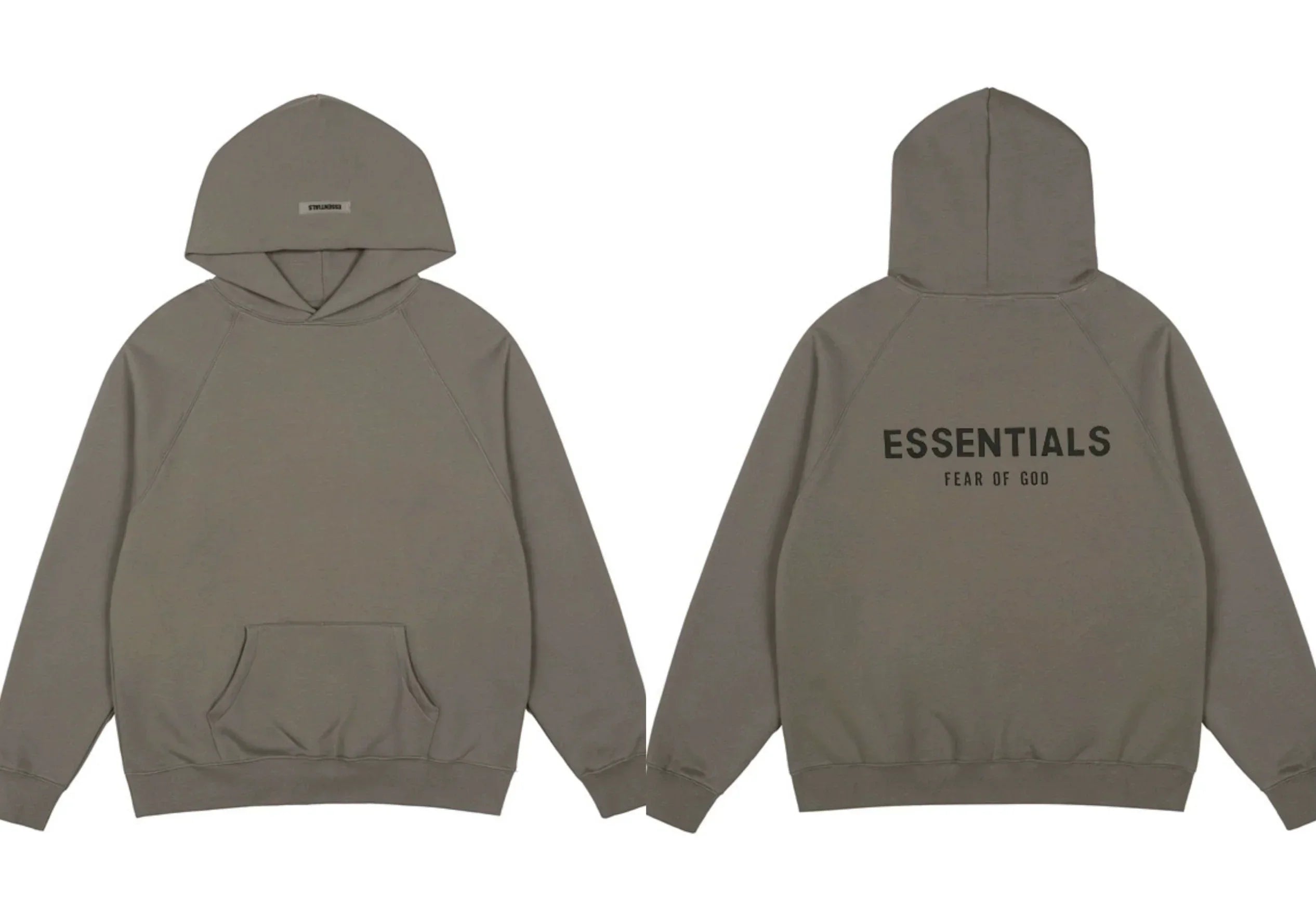 Fear of God Essentials Back Logo Pullover Hoodie – Taupe