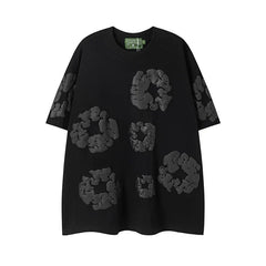 Denim Tears Black Tonal All‑Over Cotton Wreath Print  T‑Shirt