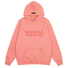 Fear of God Essentials Double Line Pullover Hoodie Coral Pink