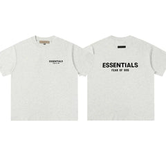 Essentials Fear of God Double-Print Flocked Tee – Light Oats (M)