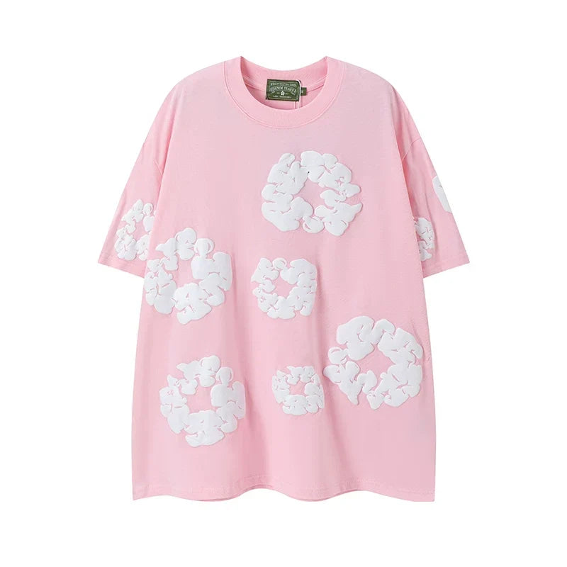 Denim Tears Pink All‑Over Cotton Wreath Print T‑Shirt