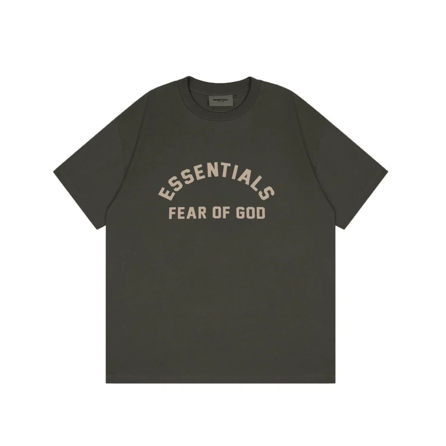 Essentials Fear of God Arch Logo Flocked Tee – Deep Grey