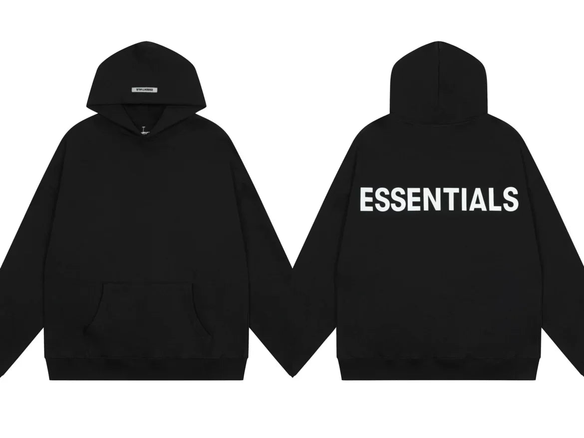 Fear of God Essentials Back Print Pullover Hoodie Black